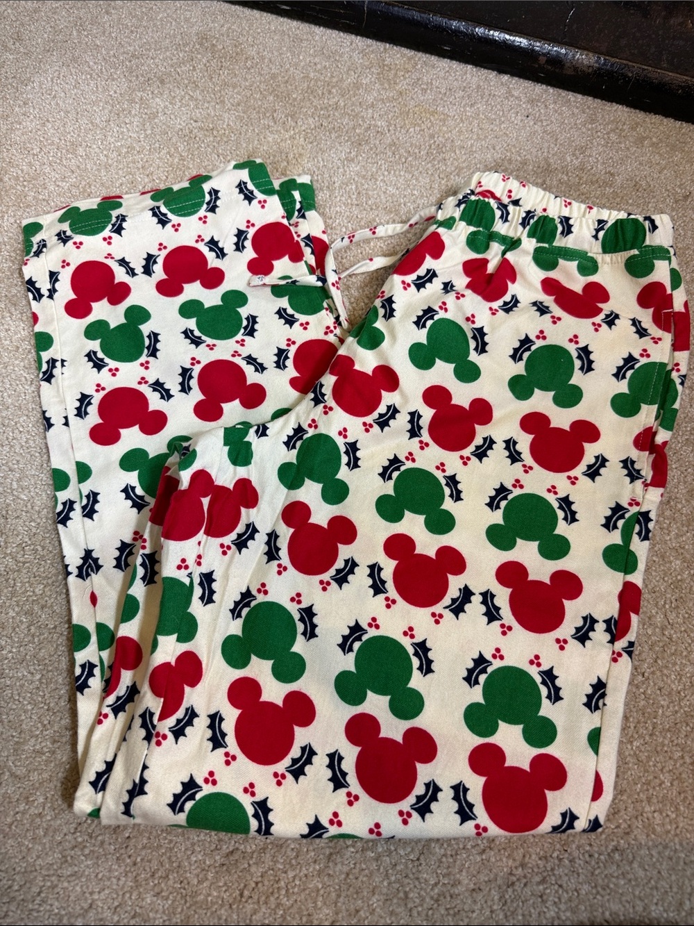 Women’s or men’s Holiday Mouse Print Pajama Pants - Red & Green flannel size M